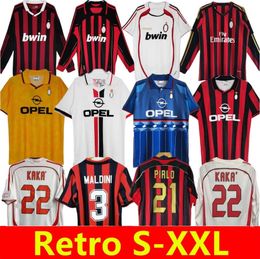 90 91 Retro shirts SOCCER JERSEYS 93 94 95 96 97 98 99 Gullit Maldini Van Basten football KAKA Inzaghi 06 07 08 09 10 13 14 PIRLO SHEVCHENKO BAGGIO Ac MIlans JERSEY