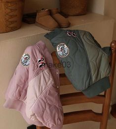 Jackets Children's Jacket 2023 Autumn Winter Girl Boys Jacket Coat Thick Cotton-Padded Embroidery Kids Outerwear Jacket For Girls 1-7Y J231115