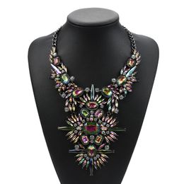 Chokers Fashion Indian Vintage Crystal Large Choker Necklace Women Bohemian Statement Charm Big Bib Collar Necklace Jewelry 231115