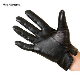 Five Fingers Gloves Luxury Winter Men's Genuine Leather Gloves Soft Goatskin Touch Screen Gloves Fashion Warm Black Driving Cycling Moto Glove 231115