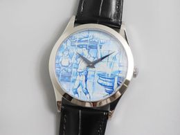 FL Luxury Watch PP 5089G True micro painted enamel craft men's watch "A Day's Delivery" Calatrava Round case 38.6m