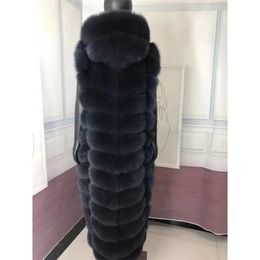 Women's Fur Faux Lengthening Real Vest Natural Coat For Jacket Female Coats Hood Waistcoat Long 231115