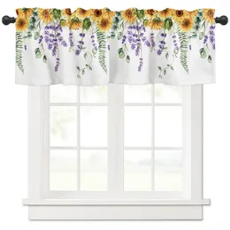 Curtain Spring Eucalyptus Sunflower Lavender Kitchen Window Curtains Home Decoration Short Living Room Bedroom Small Cortinas