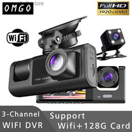 Car DVRs 3 Channel WIFI Car DVR HD 1080P Inside Vehicle Dash Cam Three Way Camera DVRs Recorder Video Registrator Mini Dashcam Camcorder Q231115