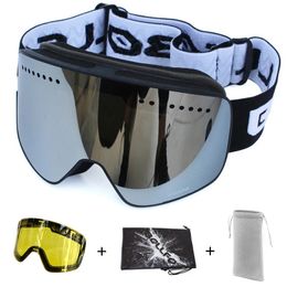 Ski Goggles Magnetic Ski Goggles Anti-fog UV400 Double Layers Lens Snowboarding Skiing Goggles for Men Women Ski Glasses Eyewear Yellow lens 231115