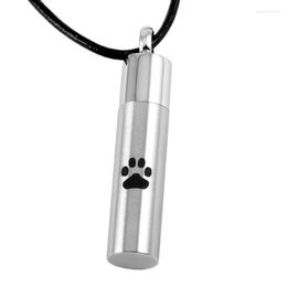 Pendant Necklaces IJD8168 Pet Engraved Cylinder Keepsake Urn Necklace Stainless Steel Ashes Locket Cremation Jewellery