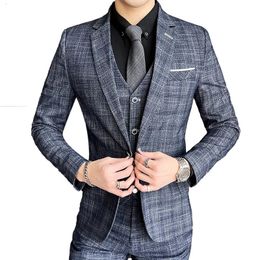 Men's Suits Blazers Large Size S-5XL suit Vest Trousers Foreign Trade High-end Three-piece Suit Striped Formal Dress Gentleman Business 231115