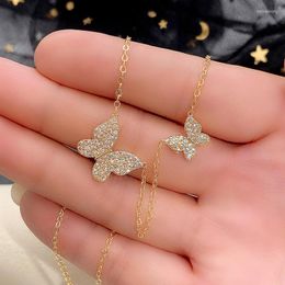 Pendant Necklaces Fancy Gold Color Butterfly Necklace For Women Aesthetic Bridal Wedding Accessories Nice Anniversary Gift Trendy Jewelry