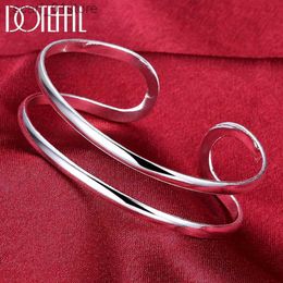 Chain DOTEFFIL 925 Sterling Silver Double Circle Line Bangle Bracelet For Woman Wedding Engagement Fashion Charm Party JewelryL231115