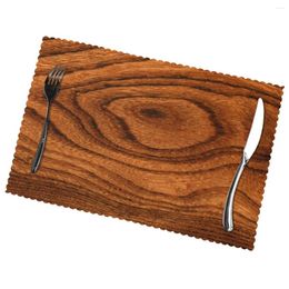 Table Mats Wood Grain Non-Slip Insulation Place For Kitchen Dining Washable Placemats Bowl Cup Mat Set Of 6