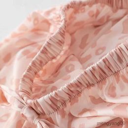 home clothing Women Sleepwear Set Autumn Pajama Set Turn Down Collar Faux Silk Satin Long Sleeve Pink Leopard Female Home Wear R231115