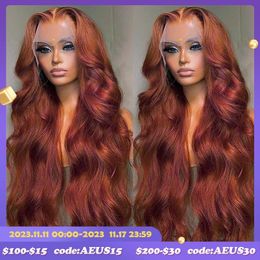 Synthetic Wigs 13x4 Reddish Brown Body Wave Lace Frontal Human Hair Wig HD 13x6 Glueless Pre Plucked 231115