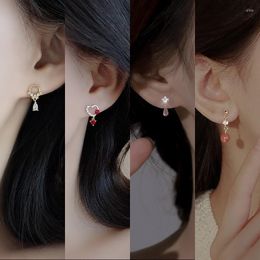 Stud Earrings Korean Sweet Exquisite Drop For Women Heart Tassel Earring Girl Temperament Charm Jewellery Hanging Pendientes Gift