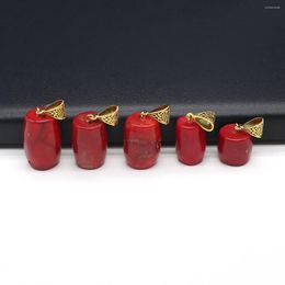 Pendant Necklaces Natural Sea Bamboo Coral Red Drum Shape Exquisite Charm For Jewelry Making Diy Necklace Bracelet Earring Accessories