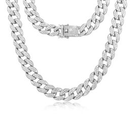 Sliver Diamond Cuban Necklace For Men/Women Miami Blinged Iced Platinum Hip Hop Chain