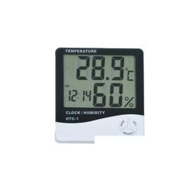 Moisture Metres Wholesale Mti-Function Htc-1 Digital Lcd Temperature Humidity Hygrometer Thermometer Clock With Battery Drop Delivery Dhalm