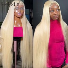 Synthetic s 40 Inches Blonde 613 HD Lace Frontal 13x6 13x4 Glueless 360 Front Human Hair Straight Transparent Brazilian 250 For Women 231114