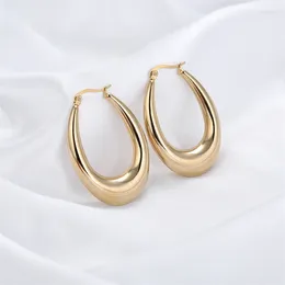 Stud Earrings FYSARA Top Selling Vintage Stainless Steel Hoop For Office Elegan Ladies Party Big Round Circle Earings Retro Jewellery