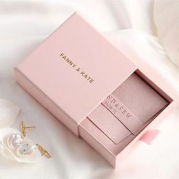 Jewelry Boxes 100pcs Custom gold impressed jewelry box personalized chic small jewerly packaging box bulk drawer cardboard box 231115