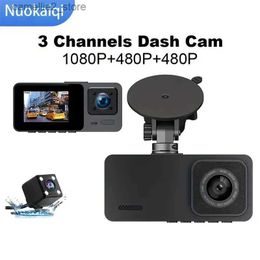 car dvr Car DVRs 3 Channel Car DVR HD 1080P 3-Lens Inside Vehicle Dash CamThree Way Camera DVRs Recorder Video Q231115