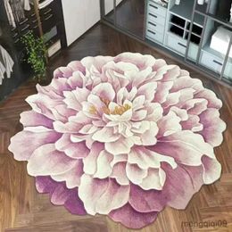 Carpet Special-Shaped New Flower Soft Floor Mat Purple Peony Art Rug Cushion Rugs For Bedroom Table Living Room Carpet R231115