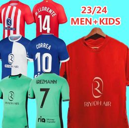 23 24 120th anniversary Atletico Madrids soccer jerseys GRIEZMANN 2023 2024 M.LLORENTE KOKE SAUL J M GIMENEZ Correa LEMAR football shirt men kids kit sets uniforms