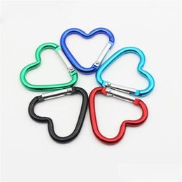 Hooks Rails New Mini Heart Shaped Aluminum Alloy Locking Mounting Carabiner Snaphook Hook Holder 40X44Mm Factory Wholesale Lx272 D Dhdct