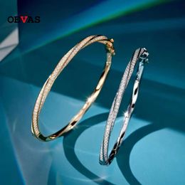 Bangle OEVAS 100% 925 Sterling Silver Sparkling High Carbon Diamond Bracelets For Women Wedding Engagement Party Fine Jewelry Gifts 231115