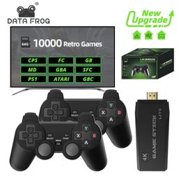 Portable Game Players DATA FROG Retro Video Game Console 2.4G Wireless Console Game Stick 4k 10000 Games Portable Video Game Dendy Game Console for tv 231114