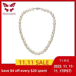 Pendant Necklaces Baroque Pearl Necklace for Women 9-10mm AA Quality Freshwater Cultured Pearl Strand Necklace with Sterling Silver Clasp 231115