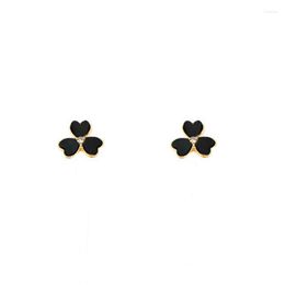 Stud Earrings Love Flower Four-leaf Plant Zircon Lucky Heart Mother's Day Woman Girl Wedding Blessing Ear Studs Jewelry