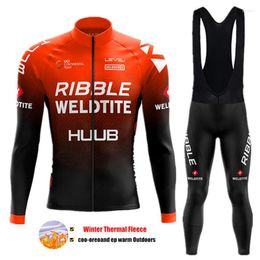 Racing Sets HUUB Team Winter Thermal Fleece Cycling Clothing Hombre Polera Mtb Sport Jersey Bicycle Set 2023