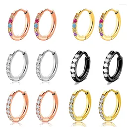 Hoop Earrings CiNily Multcolor Small For Women With Zircon Sliver/Rose Gold Plated Round Fashion Jewellery Gifts Girl