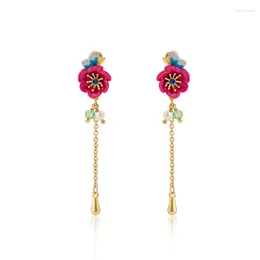 Stud Earrings Camellia Female Niche Design High-end Super Immortal Sen Style Girl Flower Long Tassel