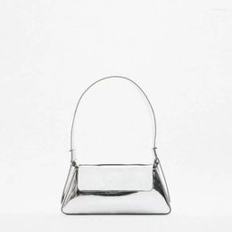 Evening Bags Silver Patent Pu Leather Shoulder Bag For Women 2023 Brand Design Ladies Simple Handbag Female Party Clutches Small Tote