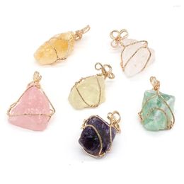 Pendant Necklaces Handmade Wire Wrap Natural Crystal Stone Irregular Nuggets Amethysts Quartz Charms DIY Necklace Jewellery Making Reiki