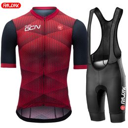 Cycling Jersey Sets Raudax Gcn 2023 Summer Set Man Short Sleeve Mountain Bike Wear Triathlon Bicycle Clothing MTB Shirts 231114