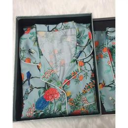 Women's Sleep Lounge Pyjamas Women's Silk Long-sleeved Pyjamas Suit Flower Printed High-grade Ice Silk Can Be Worn Outside Home Wear Pyjamas zln231115