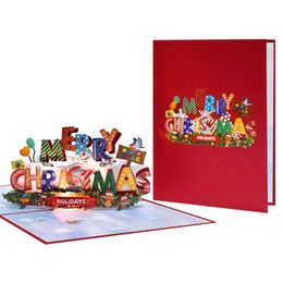 Greeting Cards 3D lighting and music pop-up Christmas card LED color breathing light Christmas gift 231115