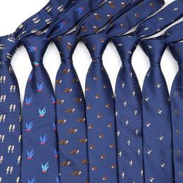 Bow Ties Cartoon 8cm Tie Navy Blue Animal Printed Necktie Wedding Party Shirt Dress Tuxedo Suit Accessories Neck Gift For Men