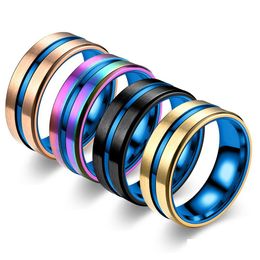 With Side Stones Voelaf 2023 Stainless Steels New Domineering Rings For Couple Minimalist Jewellery With Bevelled Slotted Blue Background Dhfnu