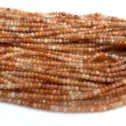 Loose Gemstones Veemake Sanidine Gold Sunstone Faceted Small Rondelle Women's Beads For Jewellery Making Natural DIY Necklace Bracelets