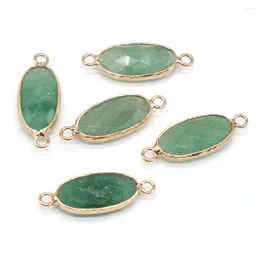 Pendant Necklaces Natural Semi-preciou Green Fluorite Oval Connector Section Charms For Jewelry Making DIY Necklace Accessorie 10x30mm 1PC