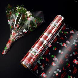 Gift Wrap Cellophane Paper Wrapping Christmas Roll Clear Wrapper Sheet Transparent Baskets Basket Packing Flowers Plastic Santa