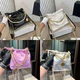 10ADesigner Bag Mirror 22 Handbag Mini Bags Crossbody Wallet Shiny Calfskin Small Tote Bag Pearl Purse Gold Metal Embellished Shoulder Wallets 20cm