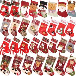 Christmas Decorations New Year Christmas Stocking Sack Xmas Gift Candy Bag Christmas Decorations for Home Natal Navidad Sock Christmas Tree Ornaments YQ231115