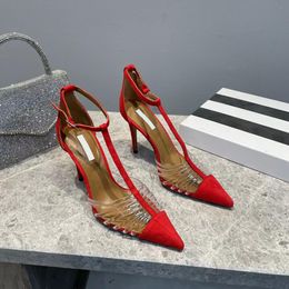 Formal Shoes Sheepskin Pointed Head Sexy Red Designer Heels Fashion High Heels 8.5cm Party Wedding Leather Roman Sandals 35-42 with Box