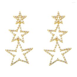 Stud Earrings 2 Pairs Fashion Shining Star Starfish Drop Earings Inlay CZ Cubic Zirconia Long Bridal For Women Party Jewellery