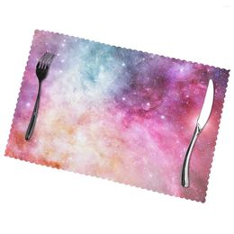 Table Mats Galaxy Nebula Non-Slip Insulation Place For Kitchen Dining Washable Placemats Bowl Cup Mat Set Of 6