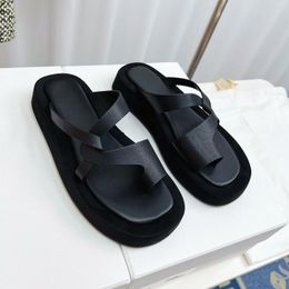Slippers Shoes For Woman Genuine Leather Platform Casual Flip Flops Outdoor Beach Slides Thong Toe Flats Designer